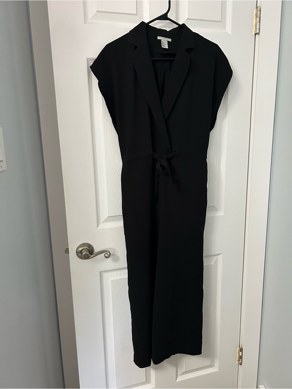 H&M Black Cap-Sleeve Tie-Waist Jumpsuit